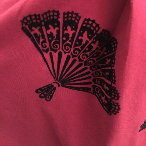 Burgundy red fan print circle skirt by Tatyana - Picture 5 of 5